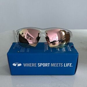 Clear Frame Sunglasses with Rose Gold Mirrored Lenses